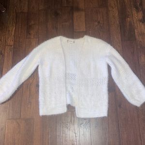 Pink rose small white sweater worn once